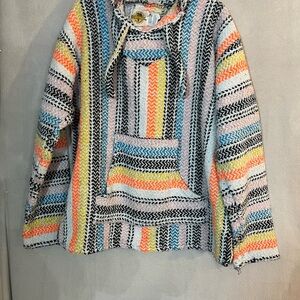 Multicolor Striped Boho Hoodie Sweater Jacket